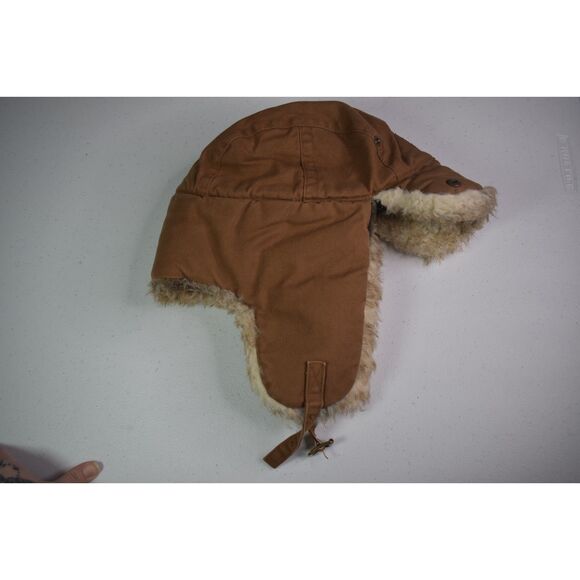Carhartt Trapper Hat Tan Brown Faux Fur Winter Warm Retro Vintage - Picture 3 of 5